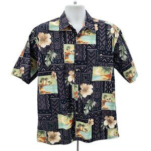Vintage Pierre Cardin Mens Large Hawaiian Shirt Floral Beach Multicolor Button